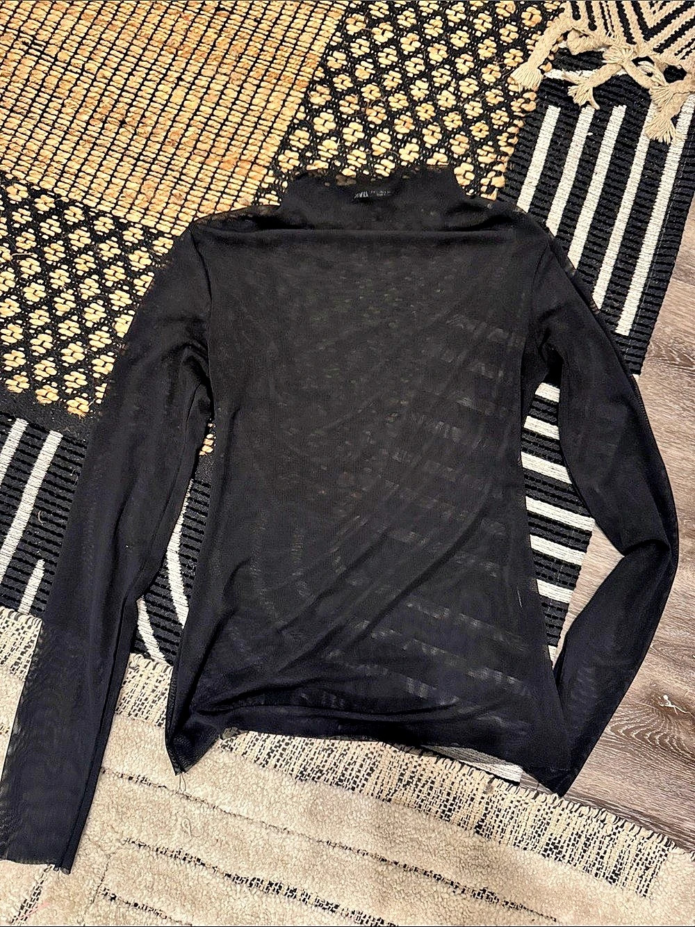 Zara Black Long Sleeve Top Size Medium